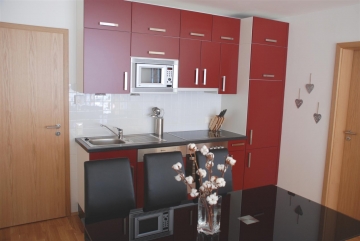 Kitchen area in ski accommodation